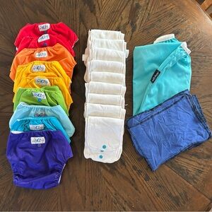 Lalabye Baby Reusable Sustainable Diapers w Liners, cleaning cloths, Pail Liner